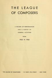 Cover of: A record of performances and a survey of general activities from 1923 to 1935.