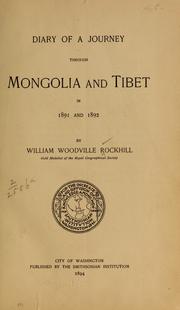 Cover of: Diary of a journey through Mongolia and Thibet in 1891 and 1892.