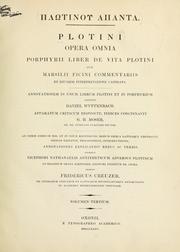 Cover of: Plotini opera omnia by Plotinus