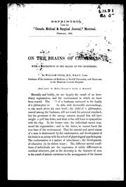 Cover of: On the brains of criminals: with a description of the brains of two murderers