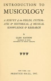 Cover of: Introduction to musicology by Glen Haydon