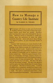 Cover of: How to manage a country life institute