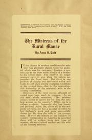 Cover of: The mistress of the rural manse