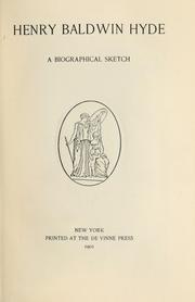 Cover of: Henry Baldwin Hyde by Equitable Life Assurance Society of the United States., Equitable Life Assurance Society of the United States.