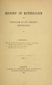 Cover of: The history of materialism and criticism of its present importance by Friedrich Albert Lange