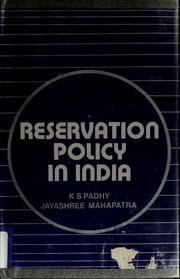 Reservation policy in India by Krushna Singh Padhy