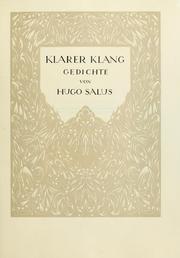 Cover of: Klarer Klang by Hugo Salus, Hugo Salus