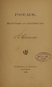 Cover of: Poems, Scottish and American. by Daniel McIntyre Henderson