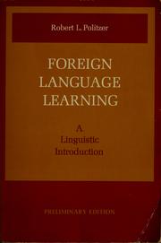 Cover of: Foreign language learning, linguistic introduction