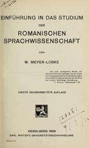 Cover of: Einführung in das Studium der romanischen Sprachwissenschaft by Wilhelm Meyer-Lübke, Wilhelm Meyer-Lübke