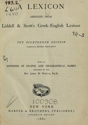 Cover of: A lexicon: abridged from Liddell & Scott's Greek-English lexicon