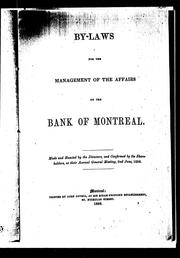 Cover of: By-laws for the management of the affairs of the Bank of Montreal