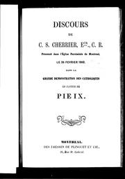 Discours de C.S. Cherrier, Ecr., C.R. by C. S. Cherrier