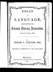Cover of: Essay on language: read before the Toronto Literary Association, on the 5th March, 1857