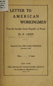 Cover of: A letter to American workingmen by Vladimir Il’ich Lenin