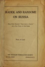 Cover of: Radek and Ransome on Russia by Arthur Michell Ransome