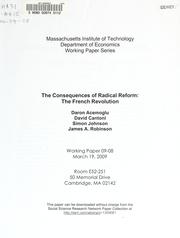 Cover of: The consequences of radical reform: the French Revolution