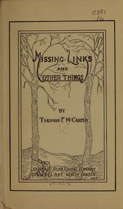 Cover of: Missing links and other things