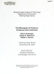 Cover of: The monopoly of violence: evidence from Colombia
