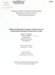 Cover of: Pitfalls of participatory programs: evidence from a randomized evaluation in education in India