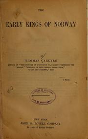 Cover of: The early kings of Norway