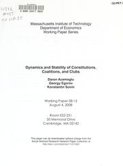 Cover of: Dynamics and stability of constitutions, coalitions, and clubs