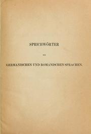 Cover of: Sprichwörter der germanischen und romanischen Sprachen vergleichend