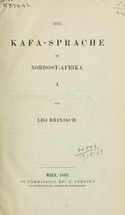 Cover of: Die Kafa-Sprache in Nordost-Afrika
