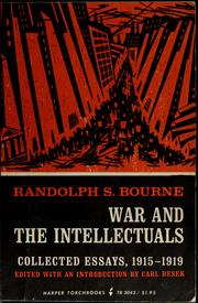 Cover of: War and the intellectuals: essays, 1915-1919.