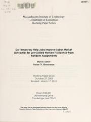 Cover of: Do temporary help jobs improve labor market outcomes for low-skilled workers?: evidence from "work first"