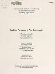 Cover of: Coalition formation in non-democracies