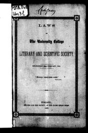 Cover of: Laws of the University College Literary & Scientific Society