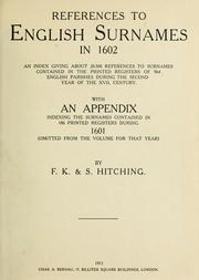 Cover of: References to English surnames in 1602 by F. K Hitching, F. K Hitching