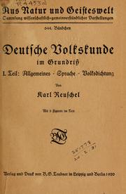 Cover of: Deutsche Volkskunde im Grundriss by Karl Theodor Reuschel, Karl Theodor Reuschel