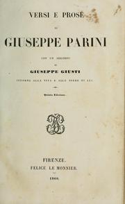 Cover of: Versi e prose di Giuseppe Parini by Giuseppe Parini