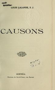 Cover of: Causons by Louis Lalande, Louis Lalande