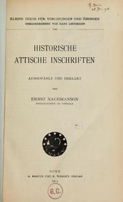 Cover of: Historische attische Inschriften