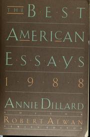 Cover of: Best American Essays, 1988 (Best American Essays) by Annie Dillard