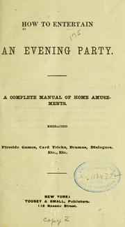 Cover of: How to entertain an evening party
