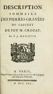 Cover of: Description sommaire des pierres gravées du cabinet de feu M. Crozat