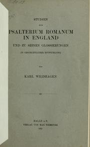 Cover of: Studien zum Psalterium Romanum in England und zu seinen Glossierungen (in geschichtlicher Entwicklung)