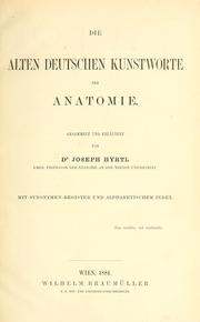 Cover of: Die alten deutschen Kunstworte der Anatomie