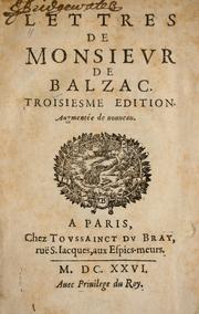 Cover of: Lettres de monsieur de Balzac