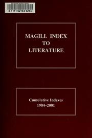 Cover of: Magill index to literature: cumulative indexes, 1984-2001