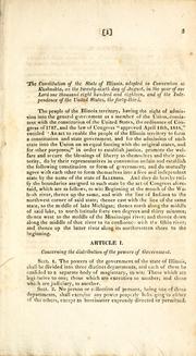 Cover of: Constitution of the State of Illinois.: November 16, 1818, read and ordered to lie upon the table.
