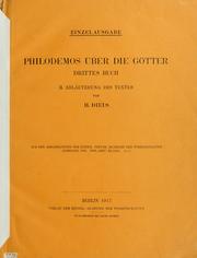 Cover of: Philodemos über die Götter: erstes Buch [und drittes Buch