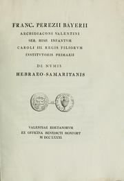 Cover of: De numis hebraeo-samaritanis