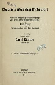 Cover of: Theorien über den Mehrwert by Karl Marx