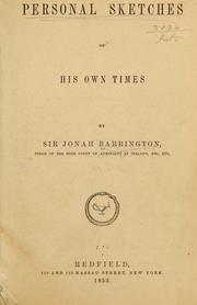Cover of: Personal sketches of his own times