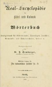 Cover of: Real-Encyclopädie für Bibel und Talmud by Jacob Hamburger